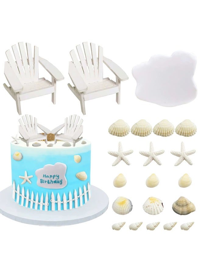 KEEPARTY Beach Cake Topper Wedding Cake Topper Wooden Adirondack Miniature Beach Chair Mini Doll Furniture Top Decoration for Dollhouse Wedding Anniversary Beach Theme Cake Decoration - Image 1