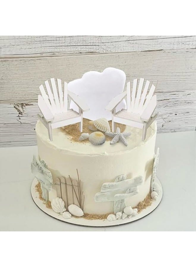KEEPARTY Beach Cake Topper Wedding Cake Topper Wooden Adirondack Miniature Beach Chair Mini Doll Furniture Top Decoration for Dollhouse Wedding Anniversary Beach Theme Cake Decoration - Image 4