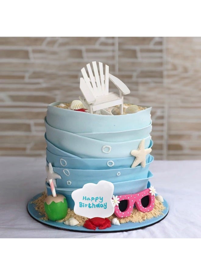 KEEPARTY Beach Cake Topper Wedding Cake Topper Wooden Adirondack Miniature Beach Chair Mini Doll Furniture Top Decoration for Dollhouse Wedding Anniversary Beach Theme Cake Decoration - Image 5