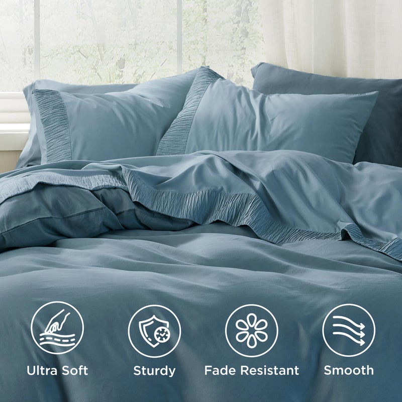 Bedsure California King Sheet Sets - 4 Pieces Soft Cal King Sheets - Breathable & Cooling - Hotel Luxury - Easy Care Polyester Microfiber Bedding for Women, Men, Mineral Blue - Image 3