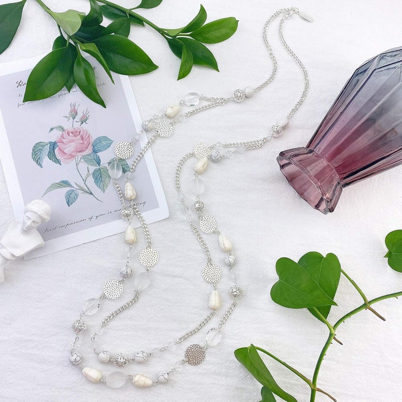 Bocar Long Necklaces for Women Trendy, Boho Layered Crystal Beaded Collar Necklaces for Women, Fashion Statement Necklaces Jewelry - Image 2