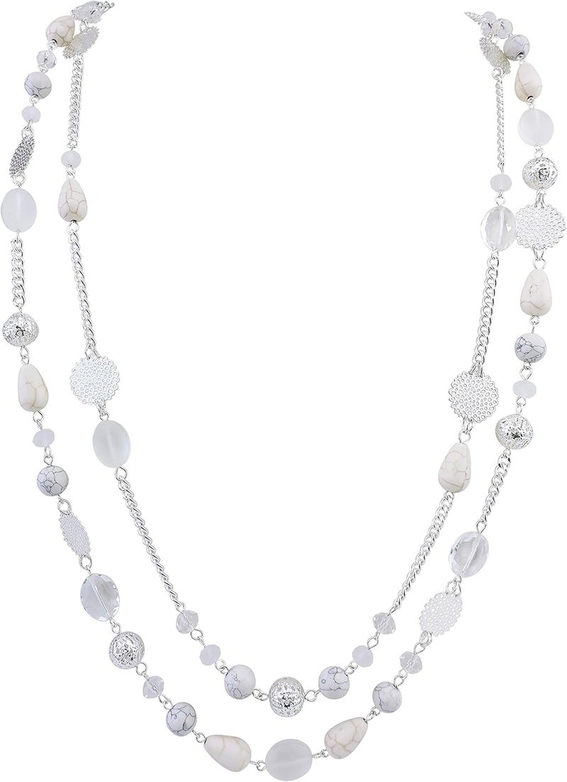 Bocar Long Necklaces for Women Trendy, Boho Layered Crystal Beaded Collar Necklaces for Women, Fashion Statement Necklaces Jewelry - Image 1