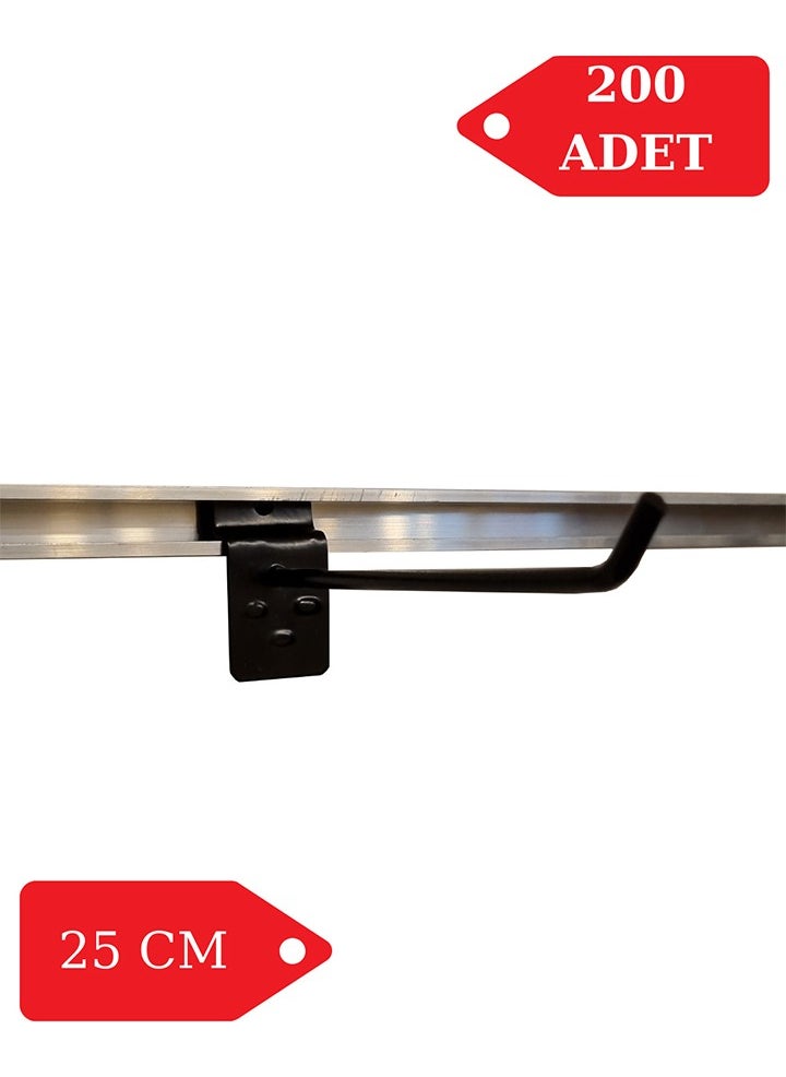İstanbul Manken Istanbul Mannequin 200 Pieces 25 cm Channel Panel Hook Shelf Hanger Black  - Image 1