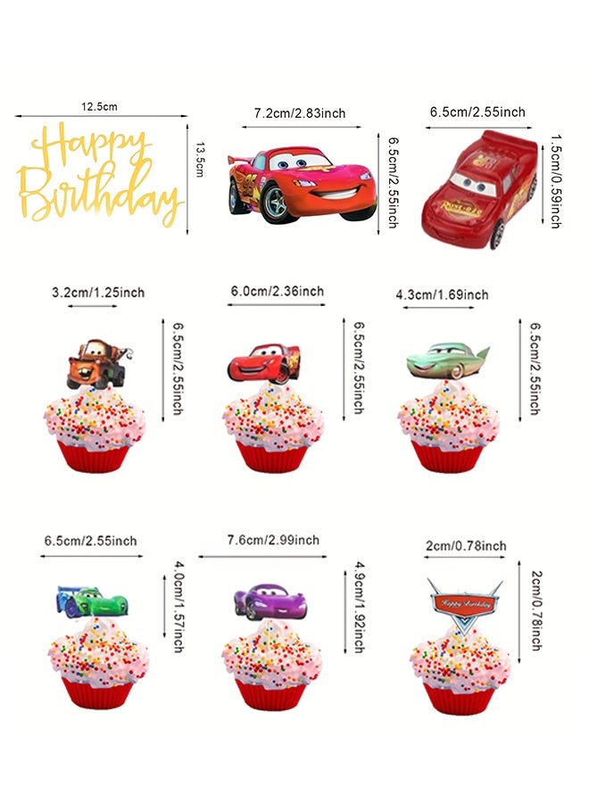 McQueen Cake Topper and Cupcake Toppers Set Birthday Party Supplies for Car Themed Birthday Decorations - Image 3