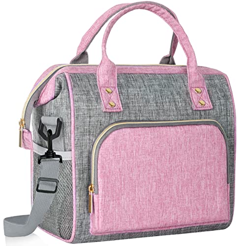 IDEATECH Insulated Lunch Box for Women, Cute & Reusable Cooler Lunch Bag for Work, Office & Picnic, Leak-Proof Tote with Shoulder Strap (Pink) - Image 1