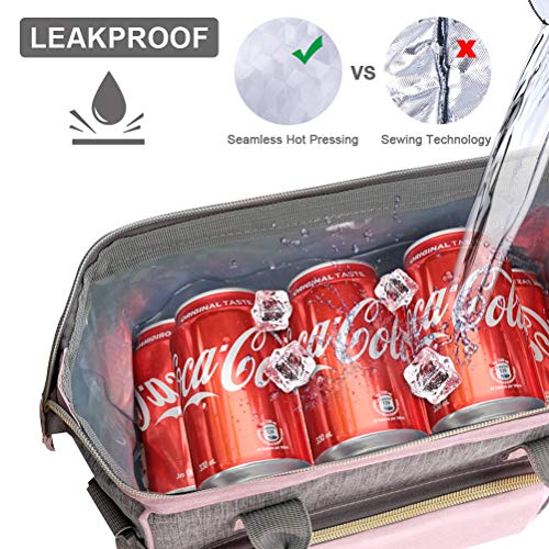 IDEATECH Insulated Lunch Box for Women, Cute & Reusable Cooler Lunch Bag for Work, Office & Picnic, Leak-Proof Tote with Shoulder Strap (Pink) - Image 5