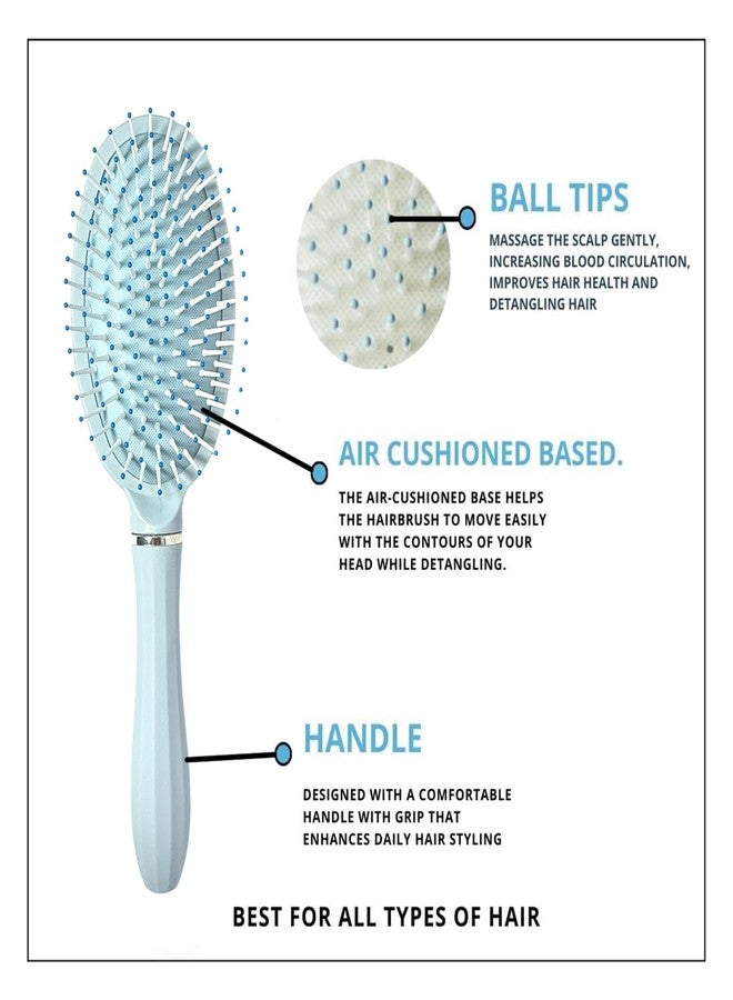 COMBELLE Hair Brush for Women & Men - Detangling, Anti-Static, Scalp Massage Paddle Brush - Soft Bristle Plastic Hair Brush for All Hair Types - Straight, Curly, Frizzy & Wet Hair - Image 5