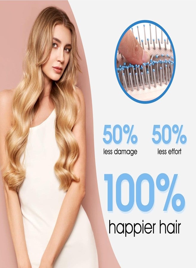 COMBELLE Hair Brush for Women & Men - Detangling, Anti-Static, Scalp Massage Paddle Brush - Soft Bristle Plastic Hair Brush for All Hair Types - Straight, Curly, Frizzy & Wet Hair - Image 4