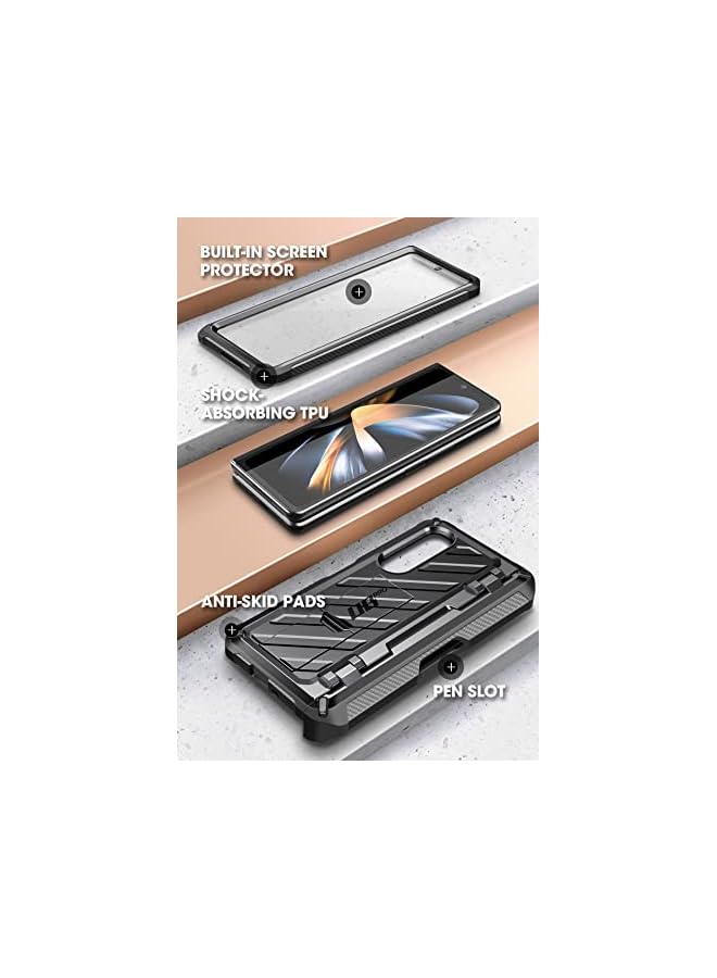 سوبكيس حافظة Unicorn Beetle Pro لهاتف Samsung Galaxy Z Fold 4 5G (2022)، حافظة متينة بطبقة مزدوجة لكامل الجسم مع واقي شاشة مدمج ومسند وفتحة قلم S - Image 4