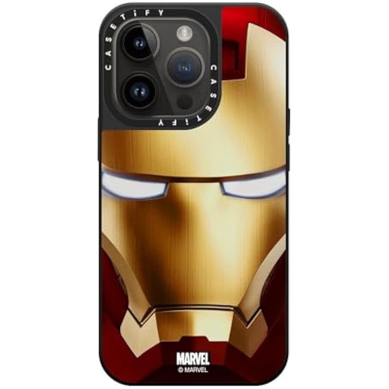 Casetify Mirror iPhone 14 Pro Case 【Iron Man Co-Lab/Reflective / 4.9ft Drop Protection/Compatible with Magsafe】 - Iron Man Hero Mask - Silver on Black - Image 2