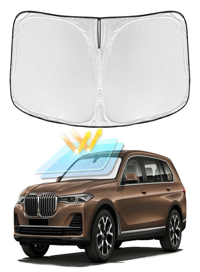 ZOIBV واقي شمس للزجاج الأمامي لسيارة BMW X7 موديلات 2018-2025 - 4 طبقات، غطاء واقي للنوافذ الأمامية، مصمم خصيصًا لسيارة X7، واقي شمس قابل للسحب 240T، يحجب الأشعة فوق البنفسجية، إكسسوارات سيارات - Image 1