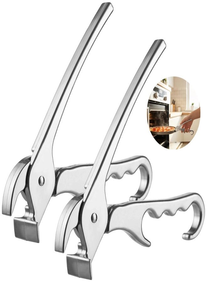 Lnrueg 2 PCS Pizza Pan Gripper, Aluminum Alloy Pizza Pans Grabber Clip, Hot Plate Gripping Tool for Deep Dish Pizza, Microwave Oven Baking Pan Holder, Camping Cooking Tools for Kitchen Baking Dishes - Image 1