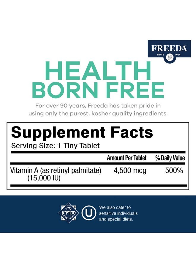 Freeda Kosher Vitamin A Palmitate Retinyl Palmitate Pure Vitamin A 15000 Iu Vitamin A Supplement To Support Eye Vision & Immune Health Vit A Vitamin Supplements Vitamina A 250 Tablets  - Image 4