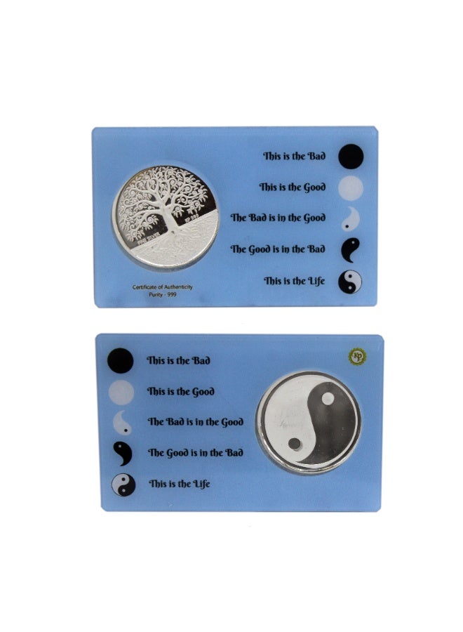 لاتا للحرف اليدوية والهدايا ذ.م.م. - عملة فضية على شكل شجرة الحياة (سابيكا) عيار 999 | رمز السلام (يين يانغ) 10 غرام - Image 1