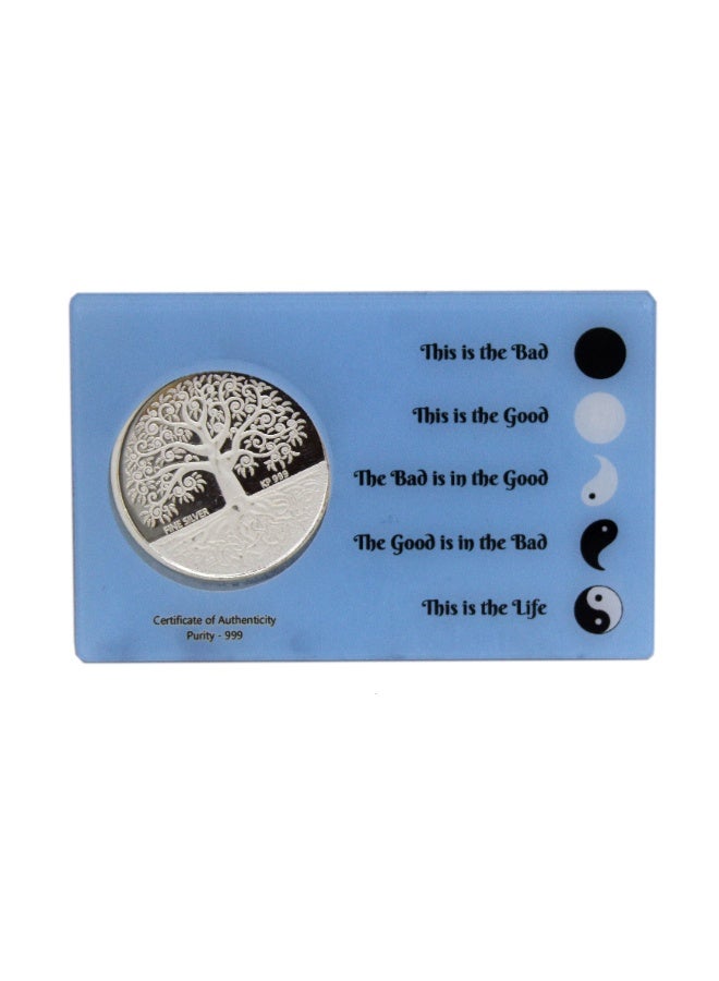 لاتا للحرف اليدوية والهدايا ذ.م.م. - عملة فضية على شكل شجرة الحياة (سابيكا) عيار 999 | رمز السلام (يين يانغ) 10 غرام - Image 2