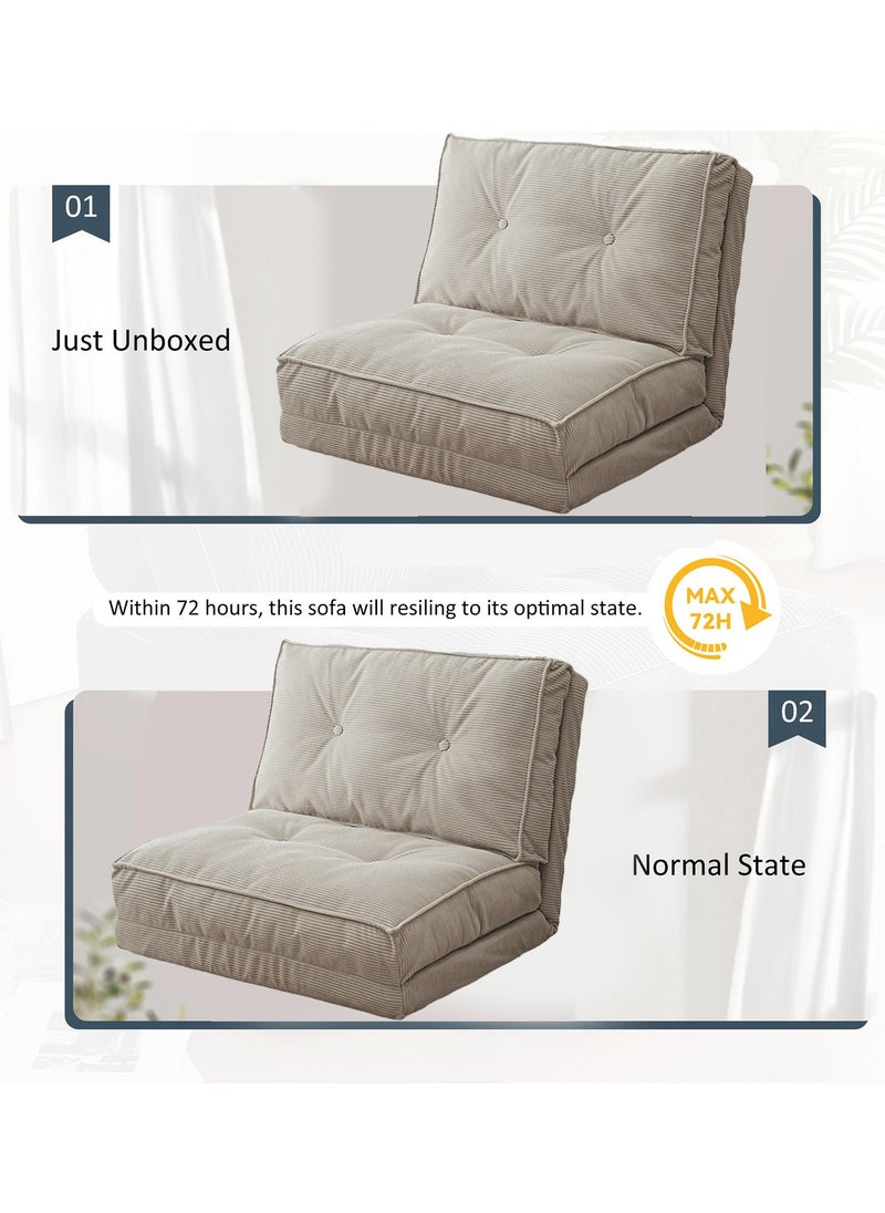 VUCATIN - Folding Sofa Bed Convertible Sleeper Chair Foldable Matress with Back Support Portable Fold Out Chair Bed Comfy Floor Sofa Lounge for Living Room Bedroom (White) - Image 1