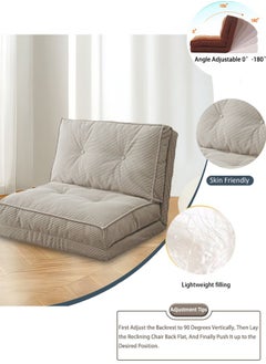 VUCATIN Folding Sofa Bed Convertible Sleeper Chair Foldable Matress with Back Support Portable Fold Out Chair Bed Comfy Floor Sofa Lounge for Living Room Bedroom (White)  - Image 4