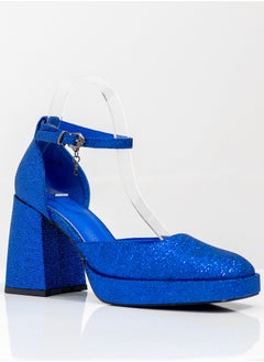 LAMARAPARIS Ishta shimmer open waist 9cm platform heel royal blue 