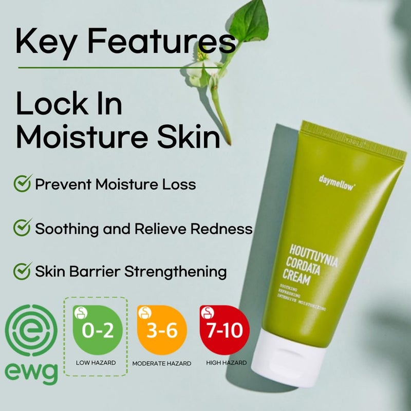 daymellow Houttuynia Cordata Real Soothing Cream 2.82fl.oz/80ml, Face Moisturizer, Heartleaf, Centella, Panthenol, Skin Barrier Repair, Acne, Soothes Redness Facial Cream Korean Skincare - Image 2