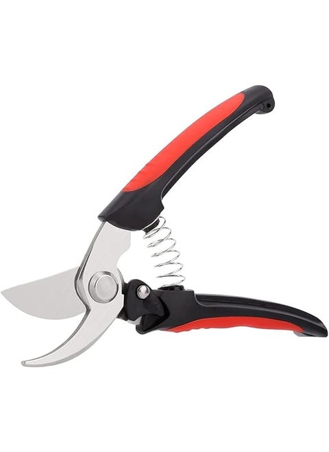 Garden Scissors Stainless Steel Pruning Shears, Premium Heavy Duty Ultra Sharp Multi-purpose, Hand Pruning Scissors, Snip Leaf Trimmer, Branch Clippers, with Handle for Garden - Black & Red