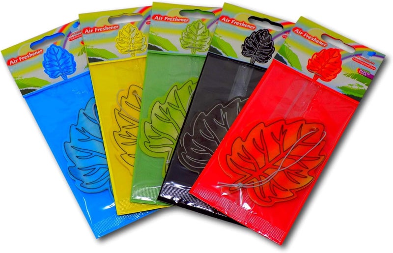 EPOSGEAR 5 Pack Assorted Leaf Design Car Air Fresheners - 5 Scent Variety Pack - Image 2