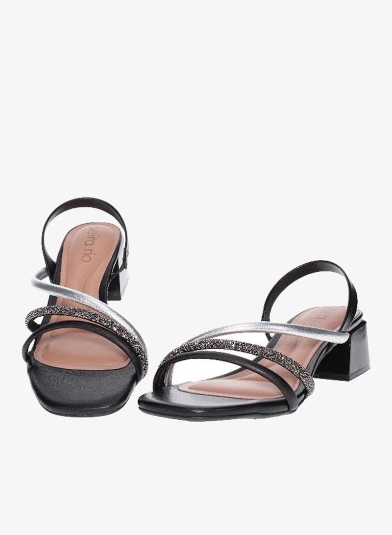 Beira Rio Silver Mid Heels Sandals for Women – Sling Back Heel Sandals for Girls with Ankle Strap for Women | Best Price UAE