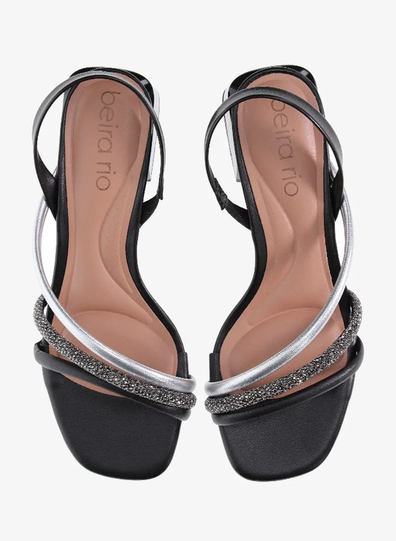 Beira Rio Silver Mid Heels Sandals for Women – Sling Back Heel Sandals for Girls with Ankle Strap for Women | Best Price UAE