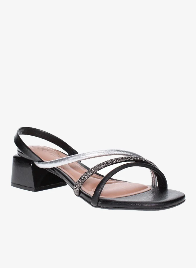 Beira Rio Silver Mid Heels Sandals for Women – Sling Back Heel Sandals for Girls with Ankle Strap for Women | Best Price UAE