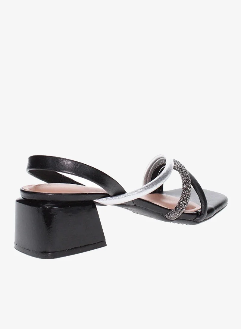 Beira Rio Silver Mid Heels Sandals for Women – Sling Back Heel Sandals for Girls with Ankle Strap for Women | Best Price UAE