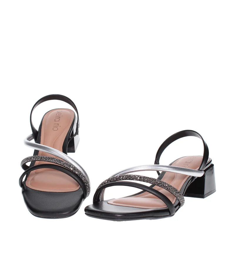 Beira Rio Silver Mid Heels Sandals for Women – Sling Back Heel Sandals for Girls with Ankle Strap for Women | Best Price UAE