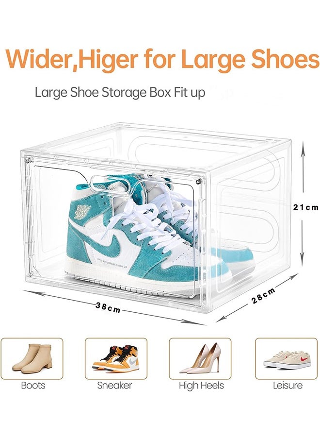 CityRiya-Long - Shoe Storage Box Clear Shoe Organizer for Closet Stackable Shoe Boxes Storage Bins Foldable Shoe Rack Large Shoe Box Sneaker Holder Container Shoe Display Case with Magnetic Door 3 PCS - Image 1
