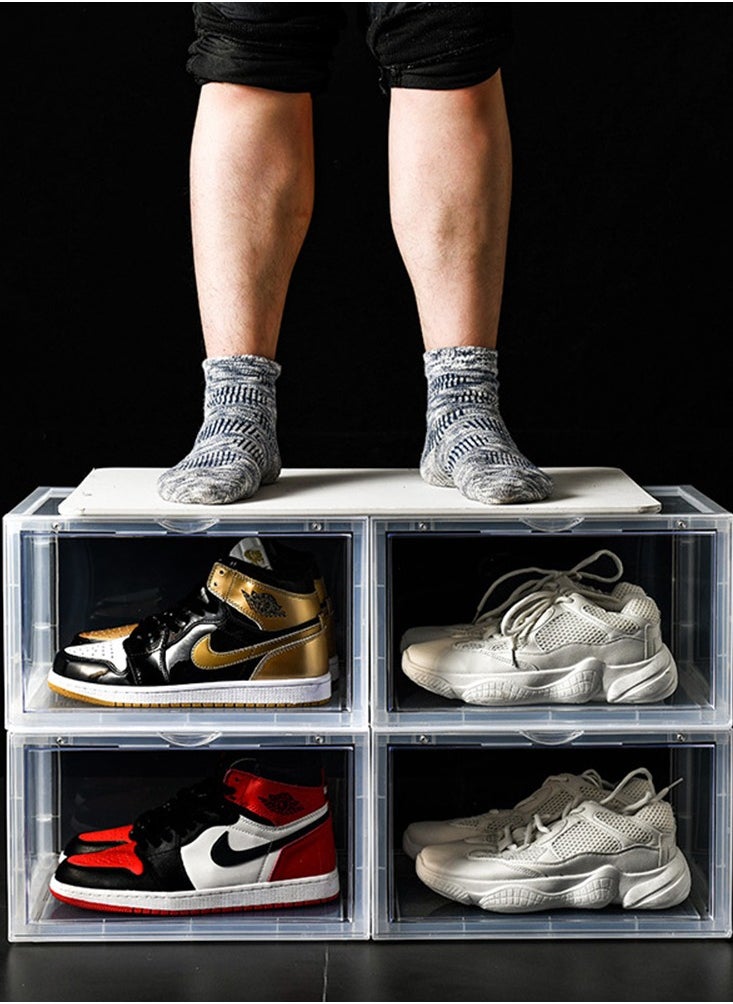 CityRiya-Long - Shoe Storage Box Clear Shoe Organizer for Closet Stackable Shoe Boxes Storage Bins Foldable Shoe Rack Large Shoe Box Sneaker Holder Container Shoe Display Case with Magnetic Door 3 PCS - Image 1