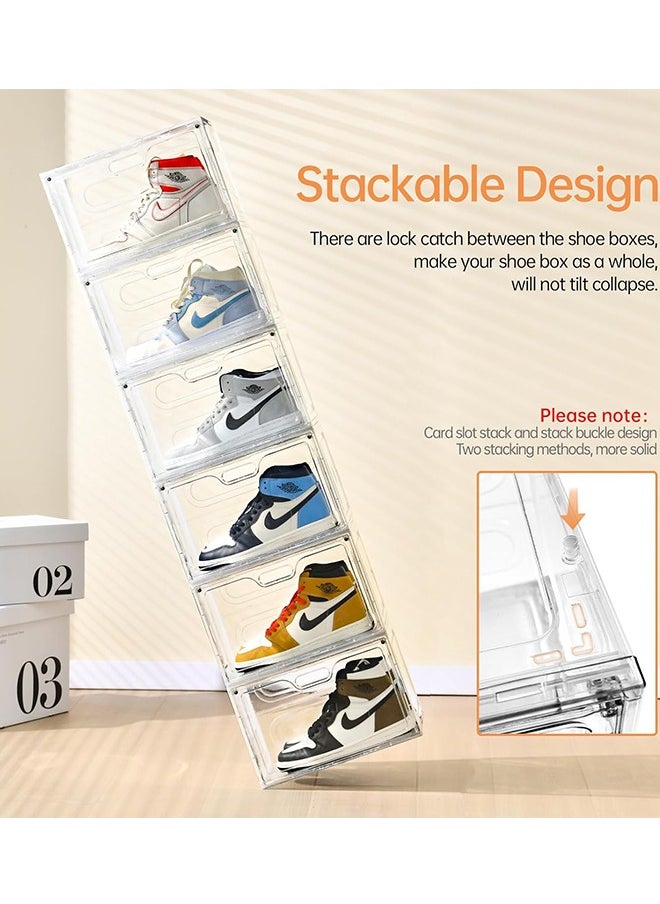 CityRiya-Long - Shoe Storage Box Clear Shoe Organizer for Closet Stackable Shoe Boxes Storage Bins Foldable Shoe Rack Large Shoe Box Sneaker Holder Container Shoe Display Case with Magnetic Door 3 PCS - Image 1