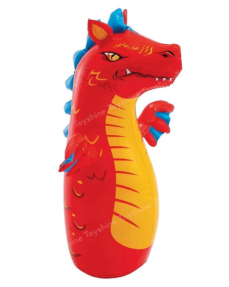 Toyshine طائرة التنين القابلة للنفخ ذات التوازن الذاتي كيس اللكمات لعبة الملاكمة مع مضخة نشاط رياضي داخلي لعبة دفع معدات وقت اللعب للأطفال من 3 سنوات فما فوق - Image 1