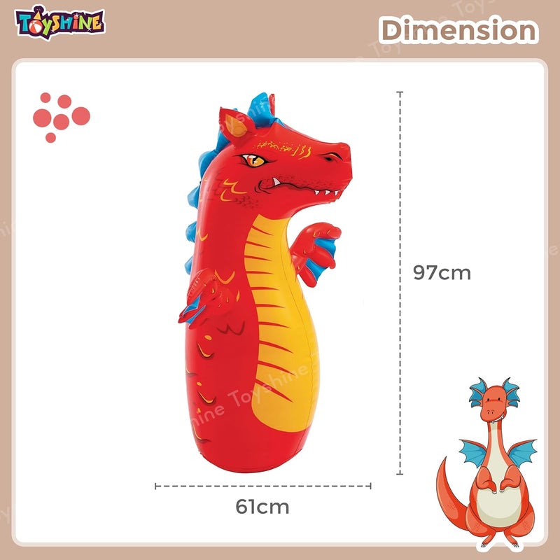 Toyshine طائرة التنين القابلة للنفخ ذات التوازن الذاتي كيس اللكمات لعبة الملاكمة مع مضخة نشاط رياضي داخلي لعبة دفع معدات وقت اللعب للأطفال من 3 سنوات فما فوق - Image 3