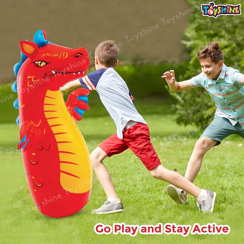 Toyshine طائرة التنين القابلة للنفخ ذات التوازن الذاتي كيس اللكمات لعبة الملاكمة مع مضخة نشاط رياضي داخلي لعبة دفع معدات وقت اللعب للأطفال من 3 سنوات فما فوق - Image 5