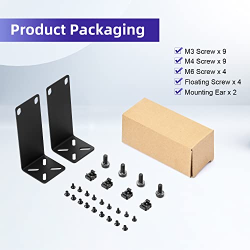 PhyinLan Rack Mount Kit for 10.6 inch Switches, Adjustable Rack Ears for Netgear, Cisco, D-Link, TRENDnet and HP Products, Mount 10.6" Wide to 19" Equipment, Adjustable Hole Distance 14-30mm - Image 5