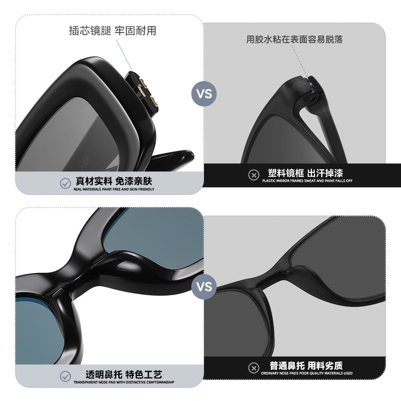 Gm Acetate Sunglasses For Women, High-End Fashion Nylon Inner Green Lens Square Acetate Sunglasses For Men Ash Acetate Glasses - Image 5