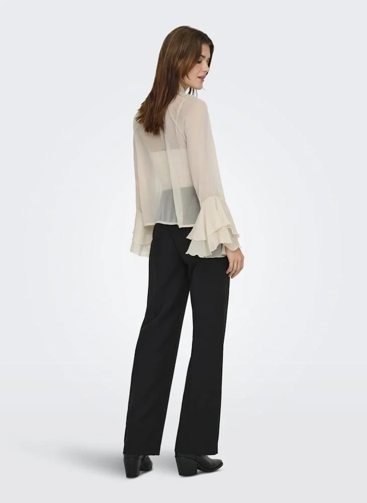 ONLY Casual Long Sleeve Frill Tie Top