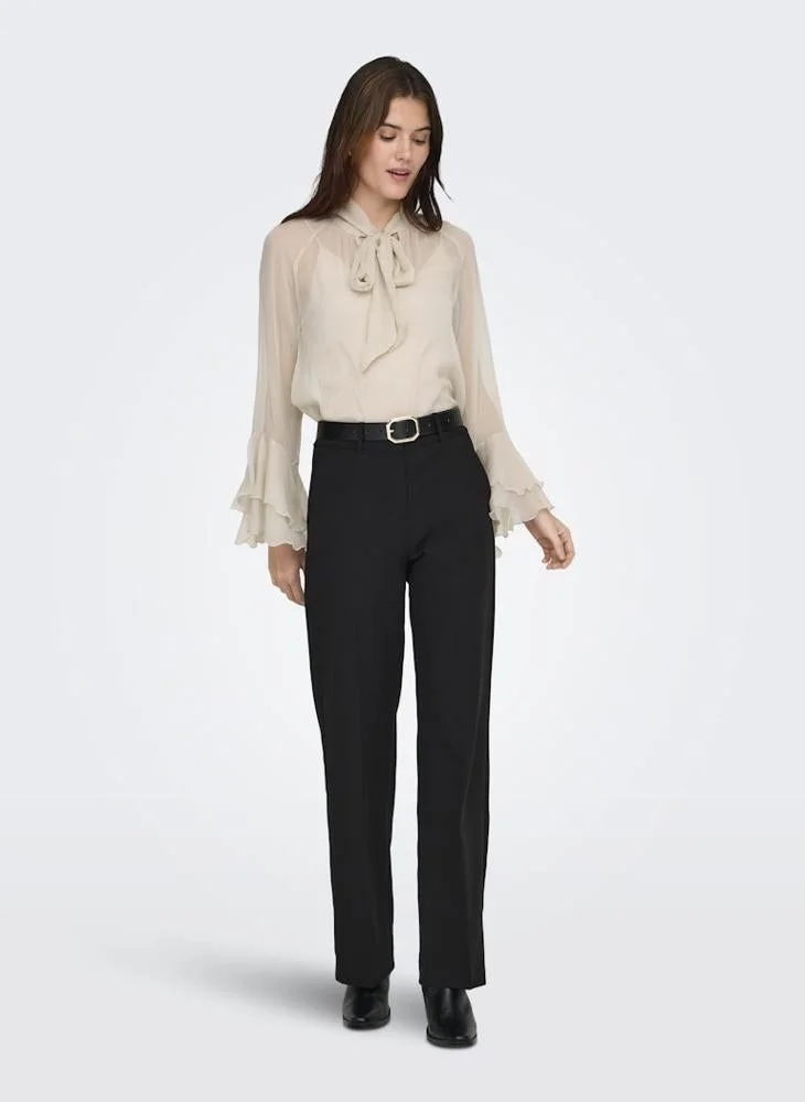 ONLY  Casual Long Sleeve Frill Tie Top for Women | Best Price UAE
