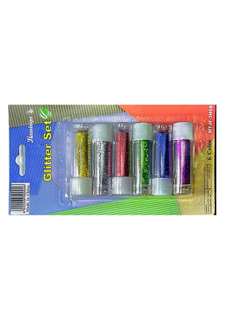 FLAMINGO Glitter Powder Multicolour 6 color pack 