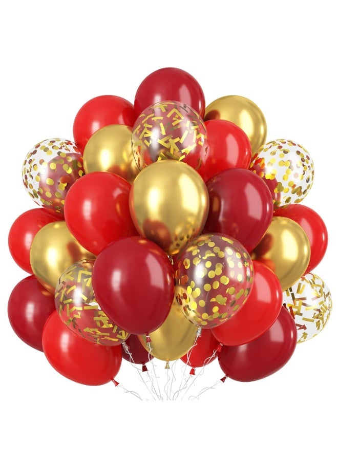 ذا بارتي بوبير مجموعة بالونات عيد الميلاد – 50 قطعة بالونات حمراء، ذهبية وملونة لتزيين حفلات عيد الميلاد - Image 1