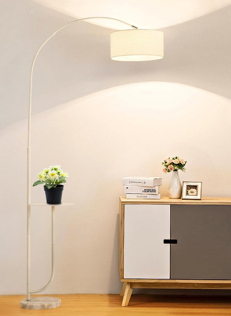 SHARPDO Modern Floor Lamp with Shelf Adjustable Pure Natural Marble Elegant Floor Lighting with Tray Interior Lighting Decoration Standing Light with Shelves White - Image 1
