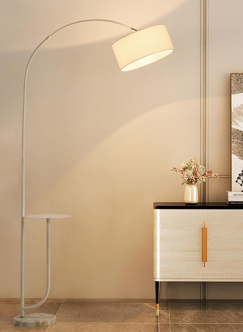 SHARPDO Modern Floor Lamp with Shelf Adjustable Pure Natural Marble Elegant Floor Lighting with Tray Interior Lighting Decoration Standing Light with Shelves White - Image 2