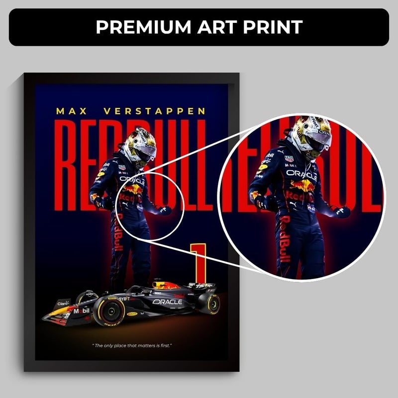 Funk You Store Max Verstappen Poster Redbull F1 Poster | Framed Red Bull F1 Car A4 Sized (31 x 23 cm) | Max Verstappen Frame | Redbull Car Posters for Wall, Gift for Boys, Formula 1 Frames | Formula 1 Framed - Image 3