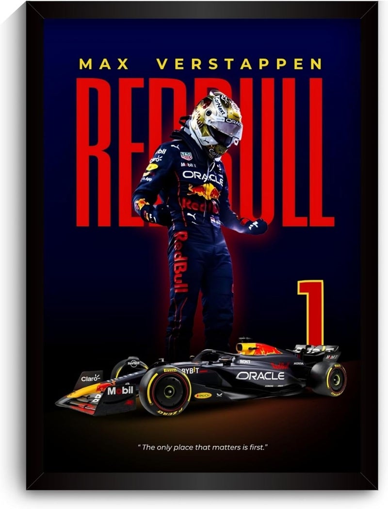 Funk You Store Max Verstappen Poster Redbull F1 Poster | Framed Red Bull F1 Car A4 Sized (31 x 23 cm) | Max Verstappen Frame | Redbull Car Posters for Wall, Gift for Boys, Formula 1 Frames | Formula 1 Framed - Image 1