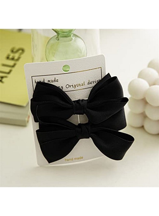 Guqqeuc Hair Bow Clips For Girls Black Bowknot Hair Barrettes For Kids Cute Hair Accessories For Little Girls 2Pcs Bowknot Hair Clip - Image 4
