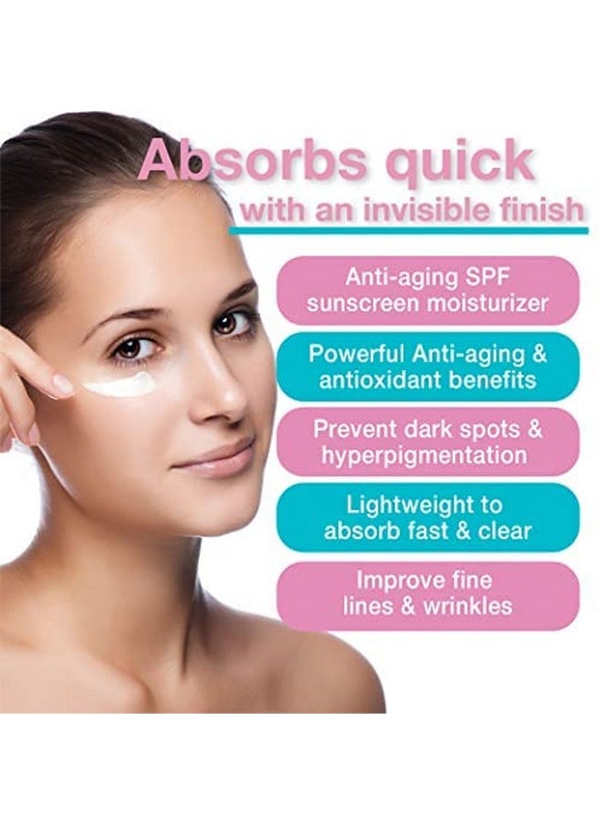 تاتش كريم الوجه المرطب الواقي من الشمس بعامل حماية من الشمس SPF 30 مع فيتامين C وE وحمض الهيالورونيك للوجه أو الرقبة أو عطر الجسم وخالي من الزيوت 3.3 أونصة  - Image 2
