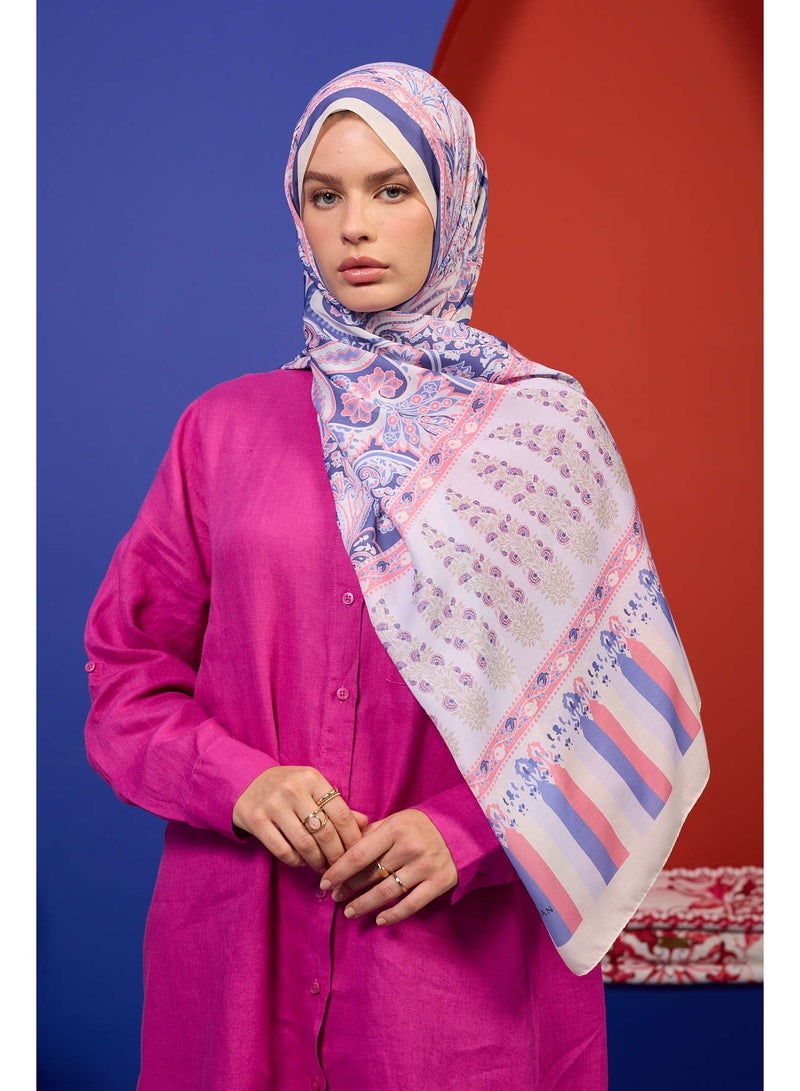 مجموعة Marrakech شال ناعم أزرق غابة وردي 3049-12 - Image 3