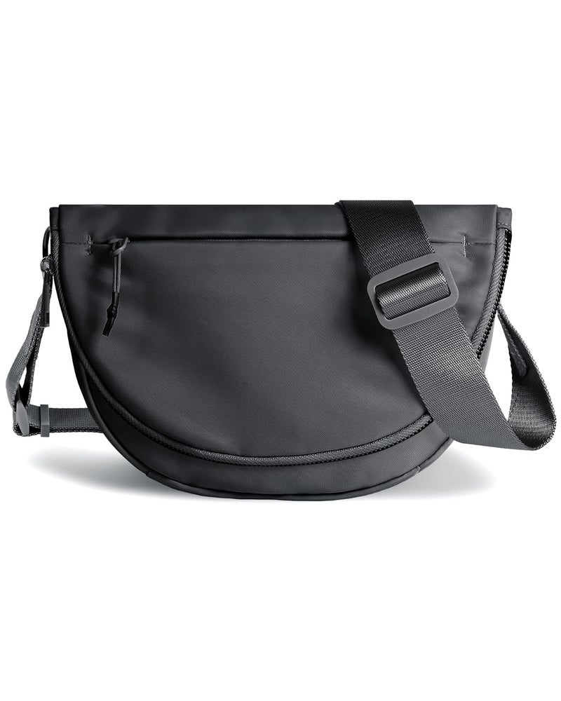 MEISEY Crescent Moon Bag, Fashion Medium Nylon Folding Crossbody Bag with Adjustable Strap (Black Grey) - Image 1